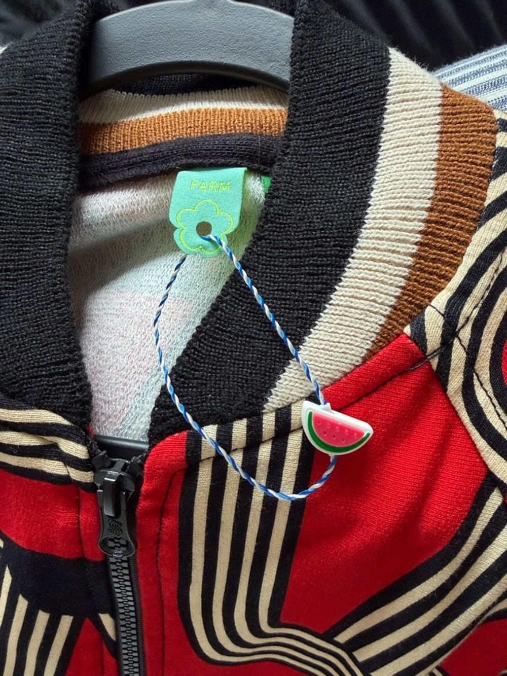 FARM Rio Red Geometric-Print Bomber Jacket - Picture 2 of 5